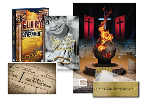 God's Plan for the Family eBook and Glory & Government Digital Download and engrave an inscribed brick for me plus a Limestone Engraving at the Endless Flame
