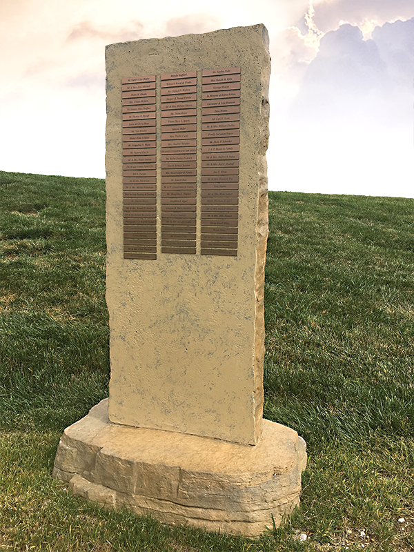 Jubilee Stone from Jerusalem at the Calvary Memorial, with names inscribed